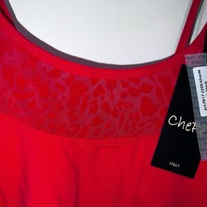 Leopard -Vibrant Red Tank Top - Italy - Athletic Wear - L - Chepe - LJ Black NWT